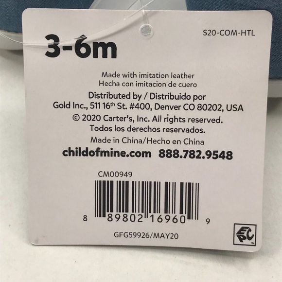 Child of Mine by Carter's Baby Girls Chambray Sneaker 3-6 Month Blue Bow New - Picture 6 of 8